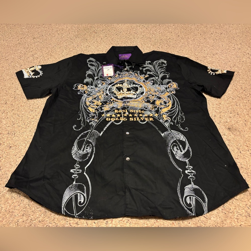 ATTI MENS NWT XXL PROPERTY OF THE CROWN BUTTON DOWN SHIRT STREET WEAR BLACK